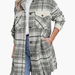 Amazon Black and White Plaid Fringe Shaket
